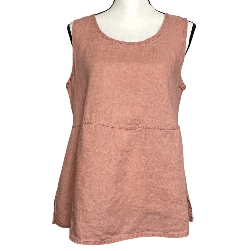 FLAX Size Small 100% Linen Relaxed Sleeveless Blouse Tank Top Light Pink Mauve